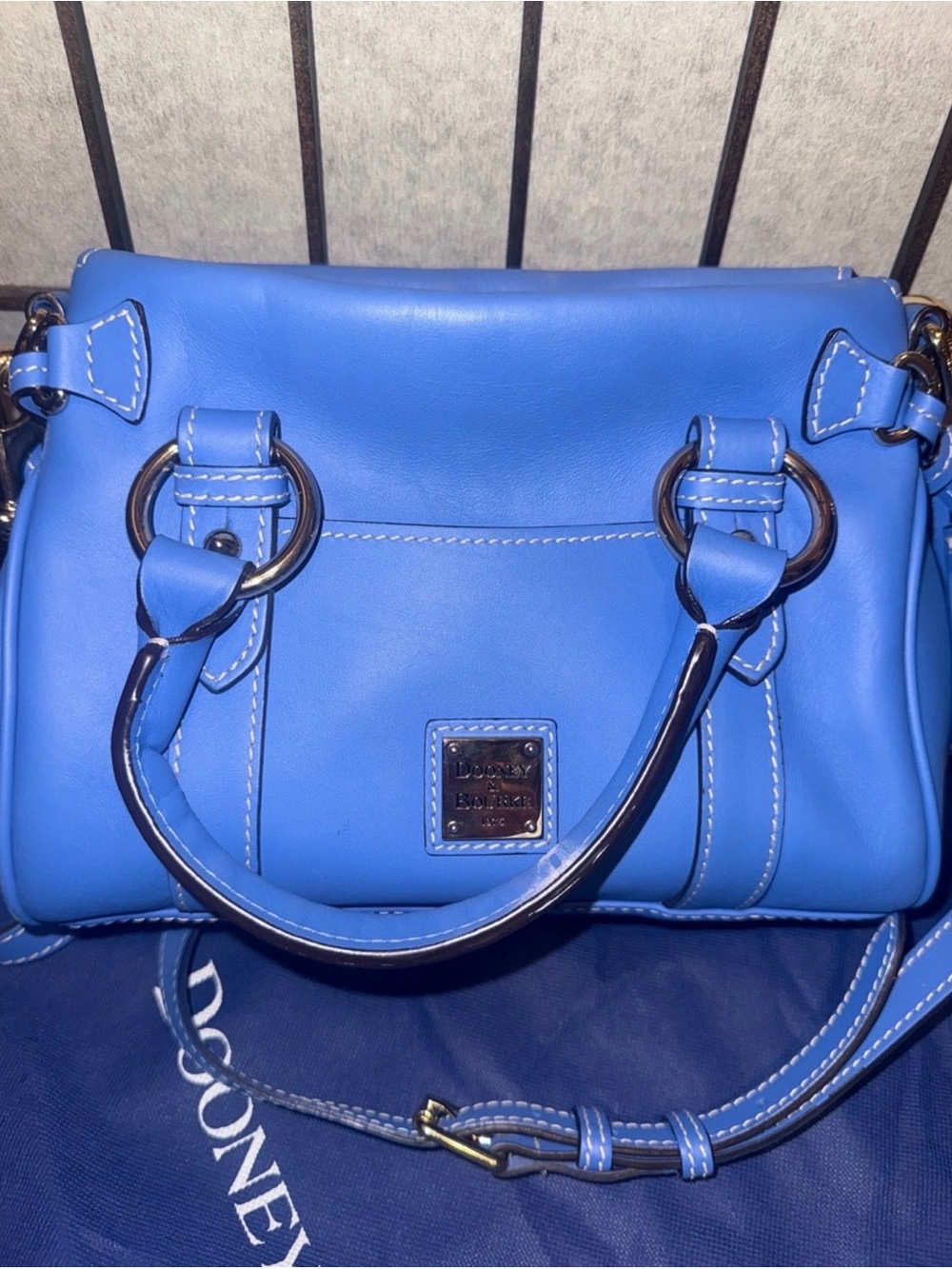Dooney & Bourke Smooth Leather Sorrento Satchel - Marine Blue - Picture 6 of 15